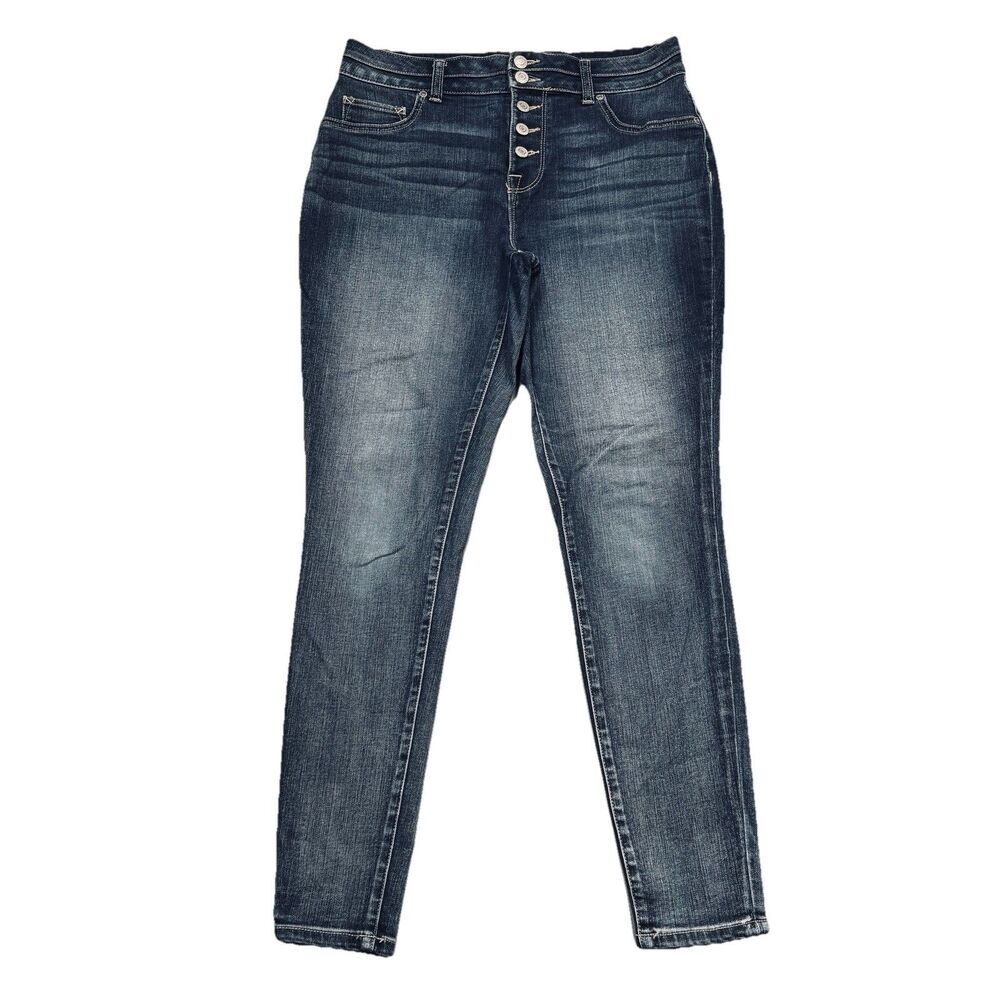 Maurices High Rise Button Fly Jegging Jeans M REG (31x28.5) Blue Stretch Womens